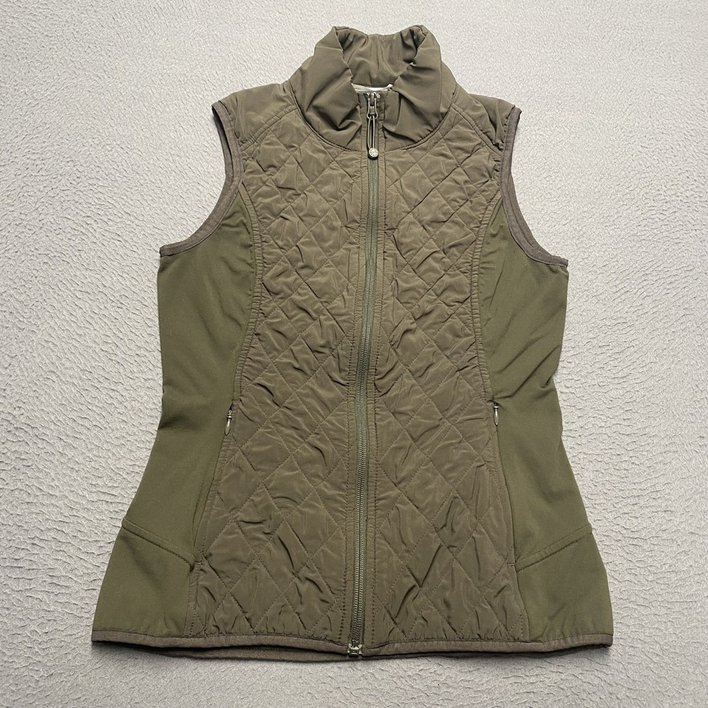 Athleta Jacket Womens Small Green Softshell Quilted Insulated Full Zip